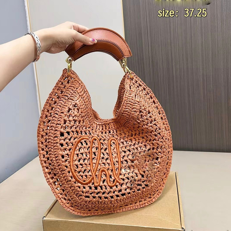 straw designer bag Wrist bag designers bags handbag high quality beach bag raffia grass knit The Poetry of Summer purse Leisure and Fashion Vacation Bag Half moon bag