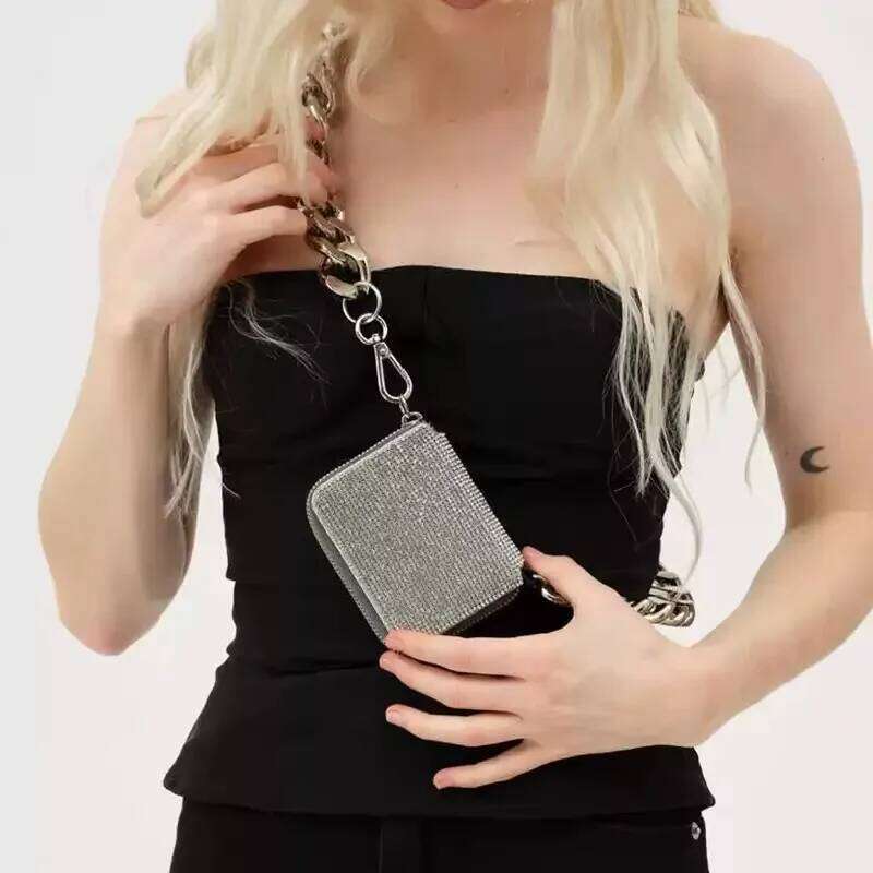 Metal Thick Chain Chest Bags For Women 2025 New Trend Fashion Mini Waist Cute Solid Color Coin Purse Exquisite Crossbody Bag