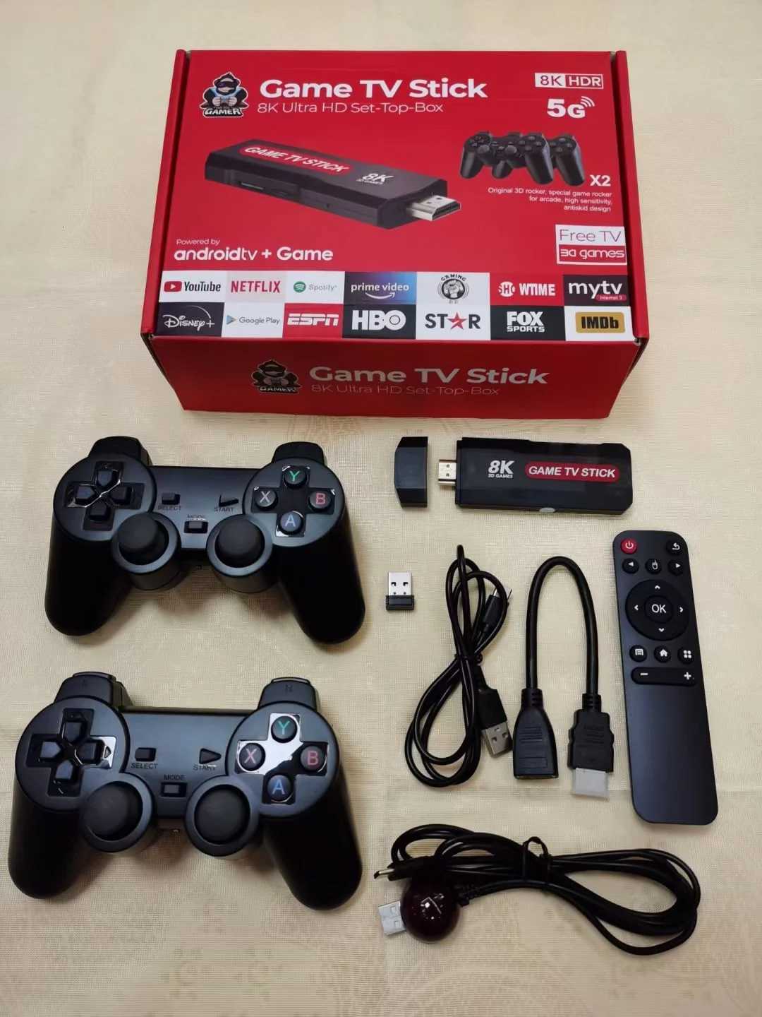 64GB TV Stick X2 Game TV Box with 10000 HD 8K games 5G WiFi highdefinition retro video game console wireless simulator PK Q9 Stick D250901