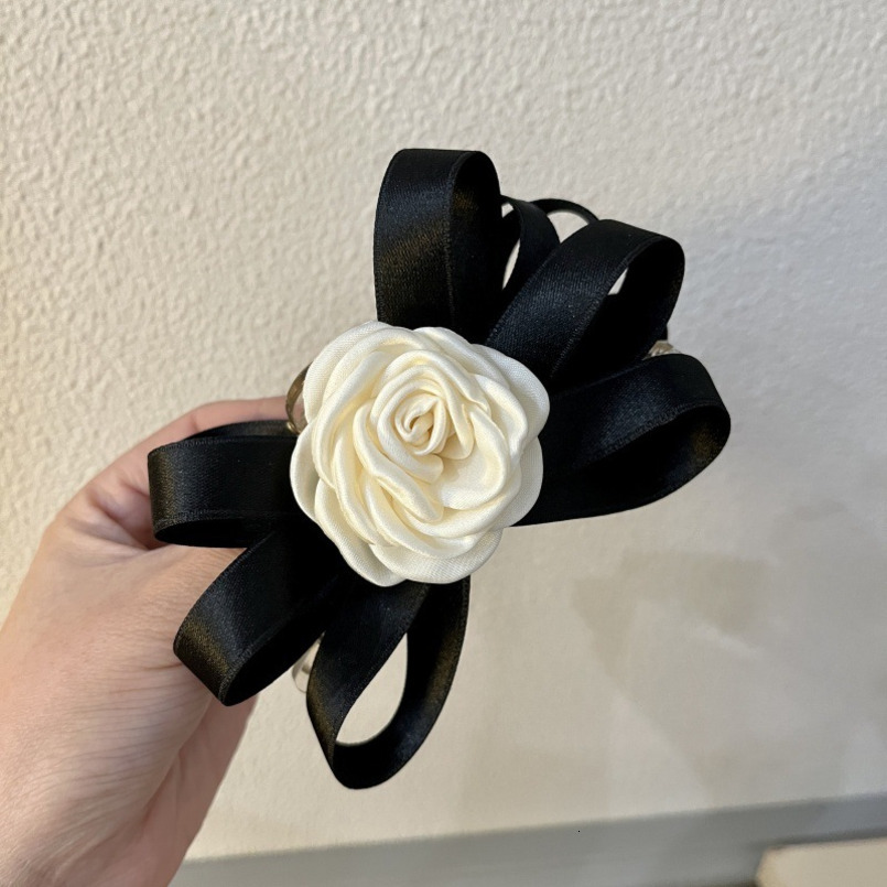 White Camellia Korean Style Small Fragrance Bow Claw Large Hair Shark Back of Head Clip