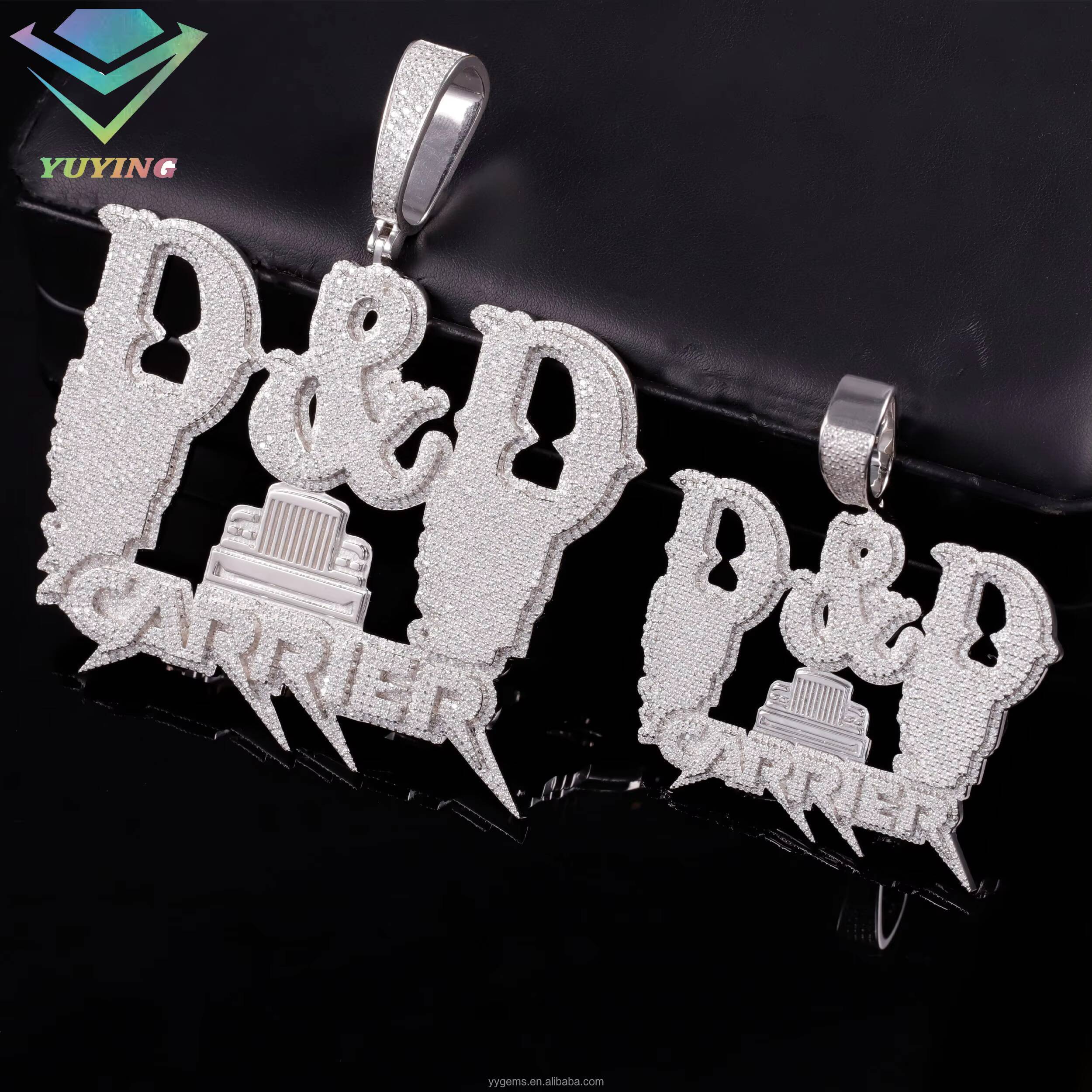 Customized Moissanite baguette Diamond Pendant with 18k Gold Plated for Hiphop Mens 925 Silver Charm Jewelry