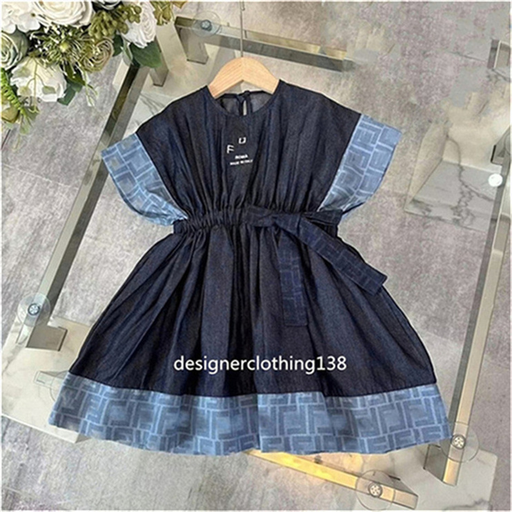 Designer Fashion Baby Girl Spring Fall Short sleeve dress lapel girl skirt Children's clothing size 90cm-160cm D3