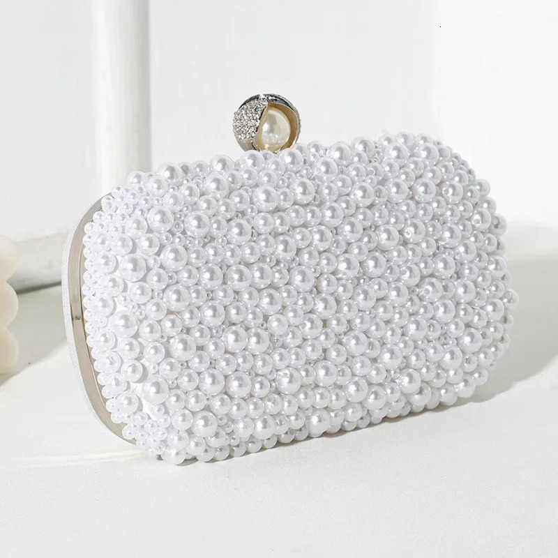 Simple and Fashionable Womens Temperament Inlaid with Large Pearls Handmade Bead ed Bag Handheld 250901