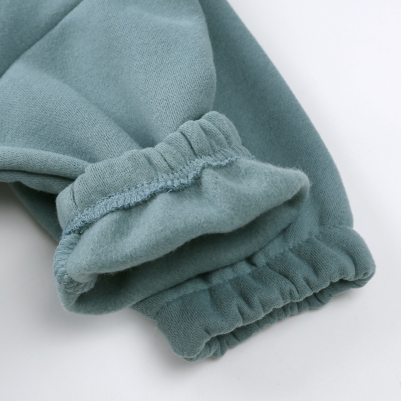 Korean version of new winter clothing set for boys and girls fashionable high neck half zipper top leg binding pants fleece casual set 231030