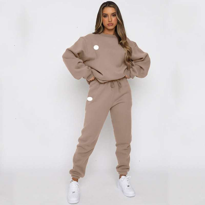 New Autumn/Winter Solid Color Round Neck Pullover luluity lemones Pants luluity lemones sets Casual Long sleeved Sweater luluity lemones leggings Set