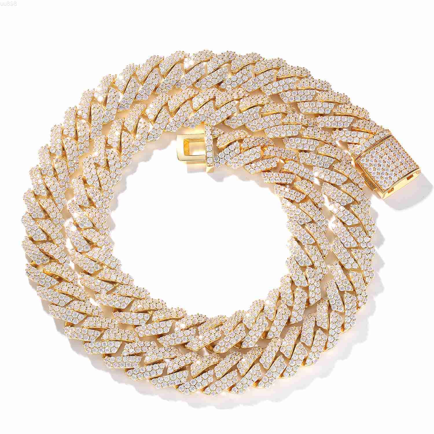 15MM Iced Out Heavy Material Miami Cuban Choker Necklace Paved Lab Diamond Men Prong Cuban Link Chain