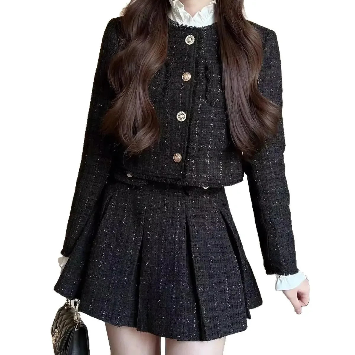 HighEnd Tweed Style Womens Suit Dresses Spring Autumn Season FeelNiche Socialite Jacket Matching Set Fashionable Chinese Lands 250901