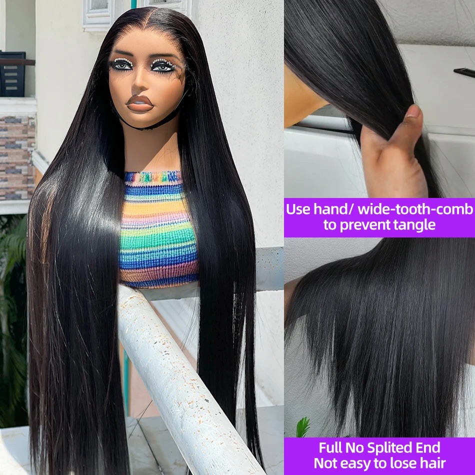 200% Glueless Wigs Ready To Wear Preplucked Hairline Black Bone Straight Wig Human Hair High Density Pre Cut 13x6 Hd Lace Closure Wigs For Women