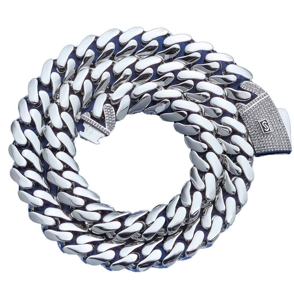 European American Trendyy HipHop 14K Gold Glossy Cuban Chains Necklace Mens Versatile Personalized Fashion Accessories