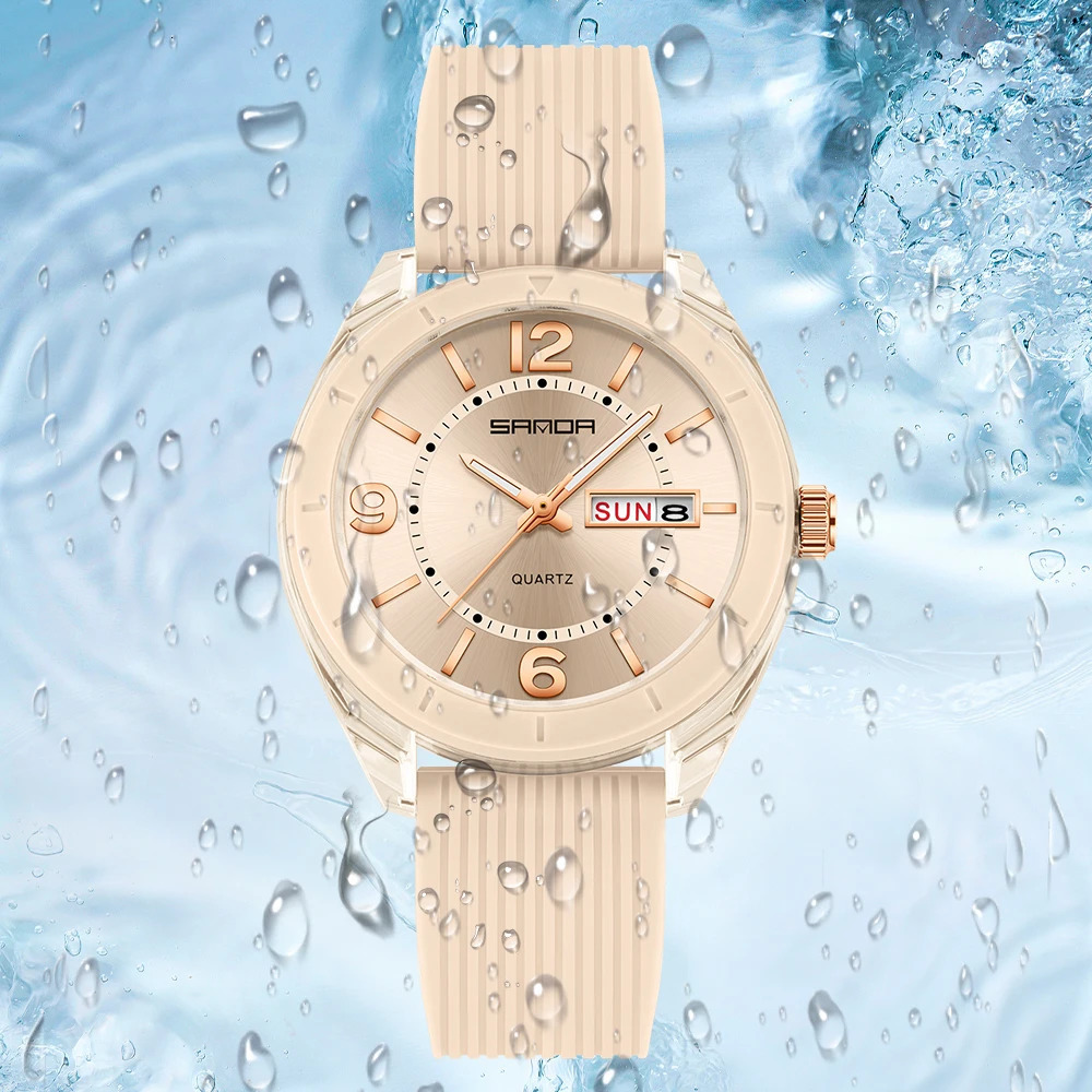 SANDA Quartz Watch for Women Waterproof Auto Date Week Elegant Ladies Wristwatch Waterproof Analog Womens Watches 250901