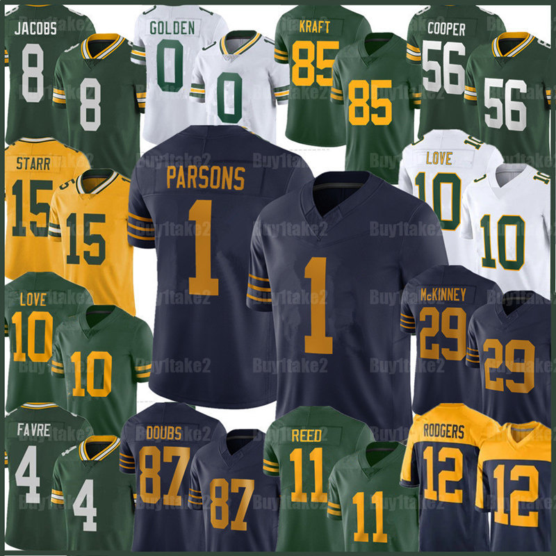 0 Matthew Golden 1 Micah Parsons Love Football Jersey Josh Jacobs Jayden Reed Tucker Kraft Xavier McKinney Rashan Gary Edgerrin Cooper Bo Melton Favre Donald Driver