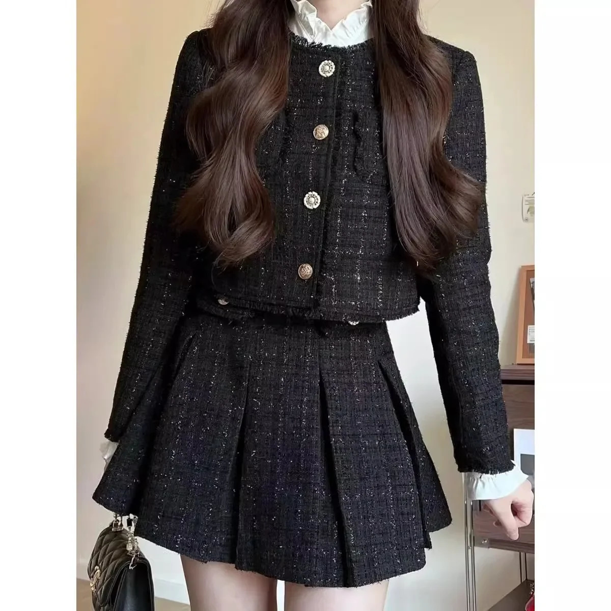 HighEnd Tweed Style Womens Suit Dresses Spring Autumn Season FeelNiche Socialite Jacket Matching Set Fashionable Chinese Lands 250901