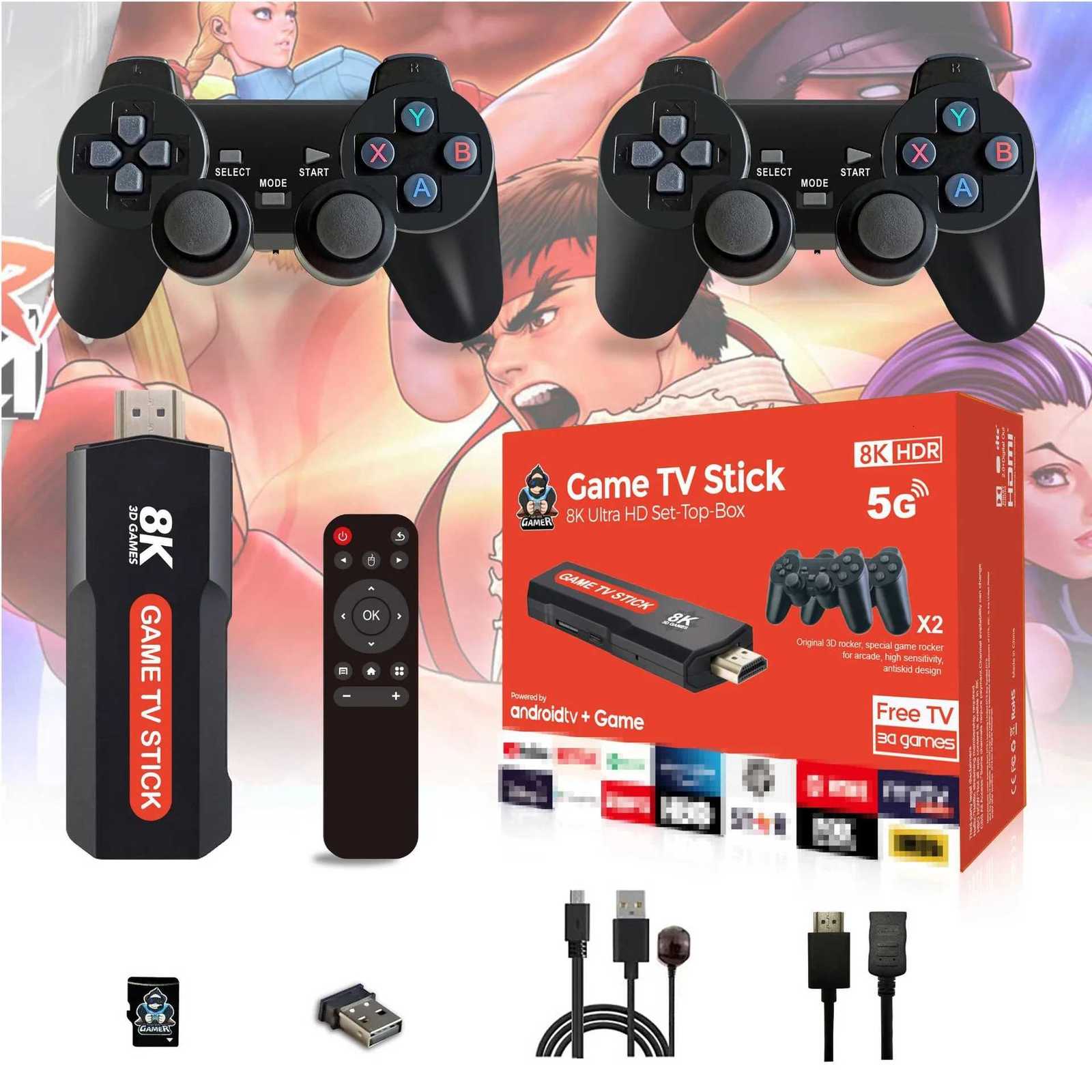 64GB TV Stick X2 Game TV Box with 10000 HD 8K games 5G WiFi highdefinition retro video game console wireless simulator PK Q9 Stick D250901