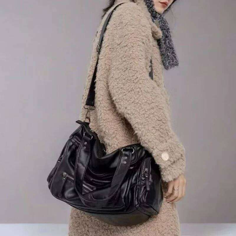 HAEX Punk Women Tote 2024 Trend Large Capacity Crossbody Shoulder Bags Moto Style Multi Pockets Commute Bolso Mujer