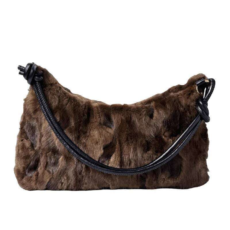 Real Fur Shoulder Bag Women 2025 New In High Quality Mink Hair Fashion Designer Handbag Trend Casual Elegant Female Bags