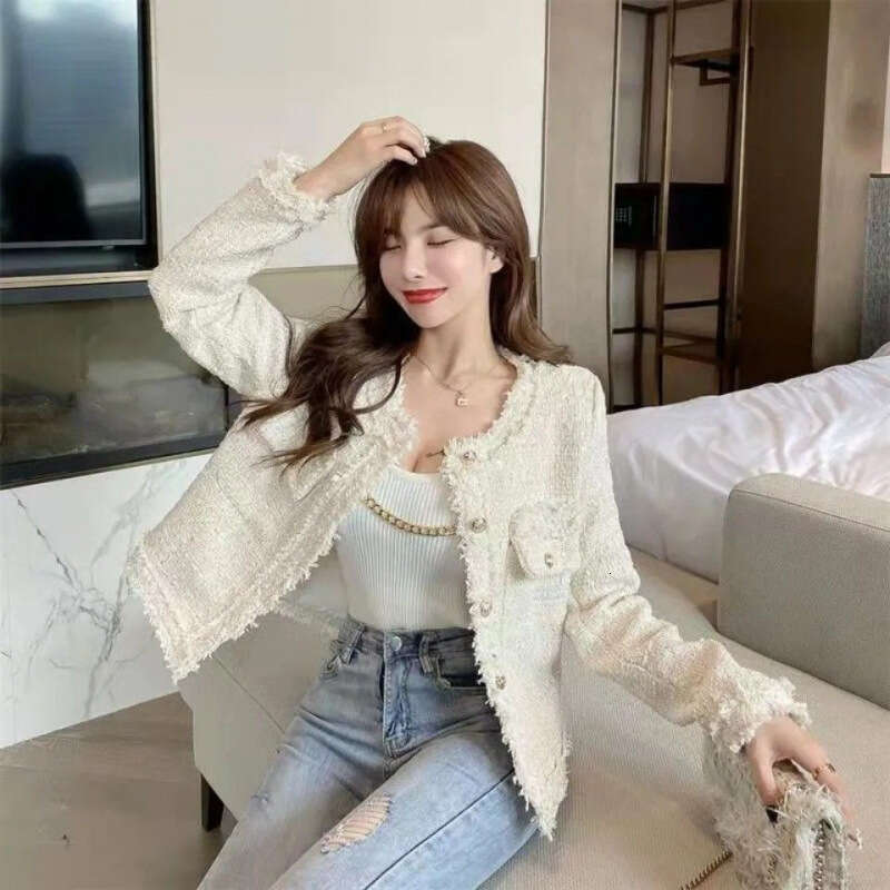 Elegant Socialite Little Chanel Style Tweed Short 2024 Women's Autumn Winter Korean Version Casual Versatile Jacket Top Trendy