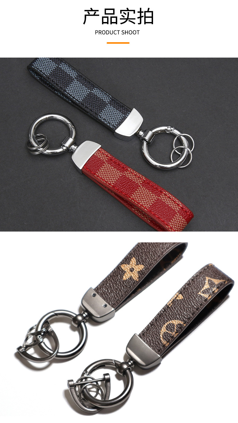 Fashion Accessories Keychains & Lanyards Brand name Vintage Leather Car Keychain for Men, Waist Hanging Key Ring with Horseshoe Buckle, Sturdy and Wea