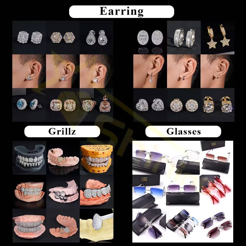 Martini Set 9.5mm Big Flashy Luxury Mens Sterling Silver Stud Earrings Round Mossianite Jewelry Lced Out Stylish Bling for Men