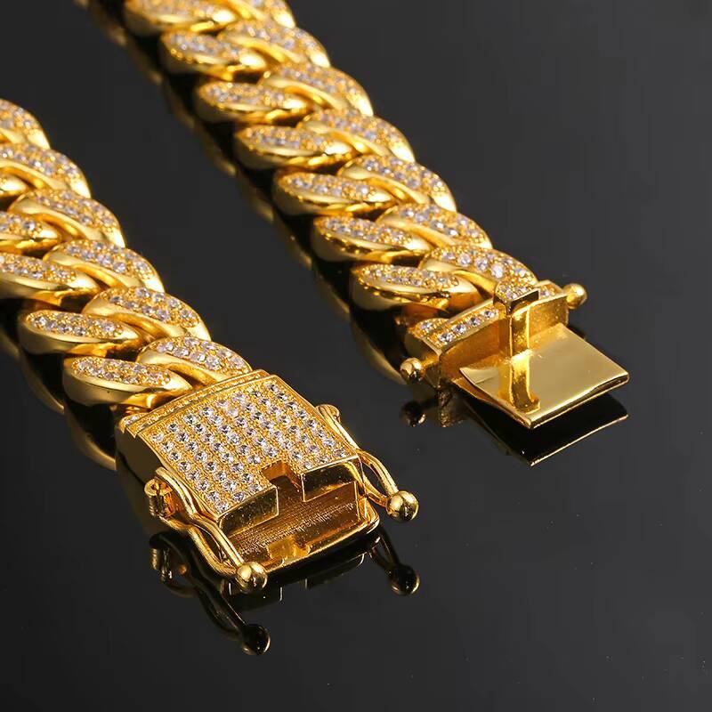 Hiphop Choker Necklace 12MM Wide Iced Out Micro Pave Lab Diamond Miami Cuban Link Chain Necklace for Unisex