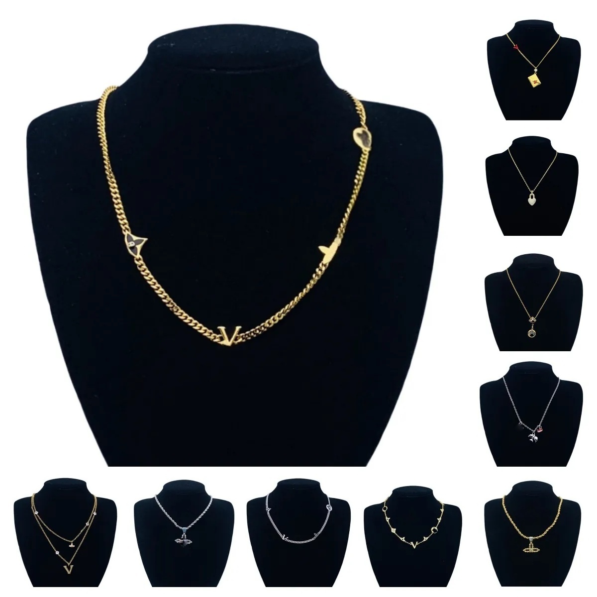 Designer necklace choker Women Gold-Plating Letter Pendant Necklace designer Bracelet Earring Fashionable charm 18k Gold-Plated Pendant Necklace