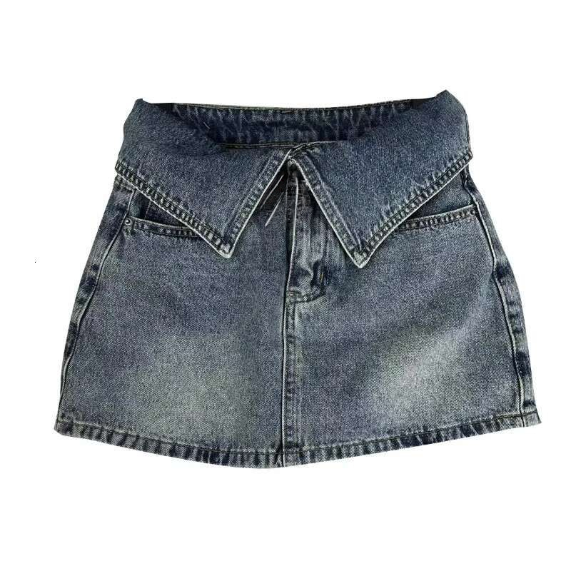Summer 2025 Korean style niche design slim fit high waisted flared denim short design designer women's riot proof exposed buttocks skirt5