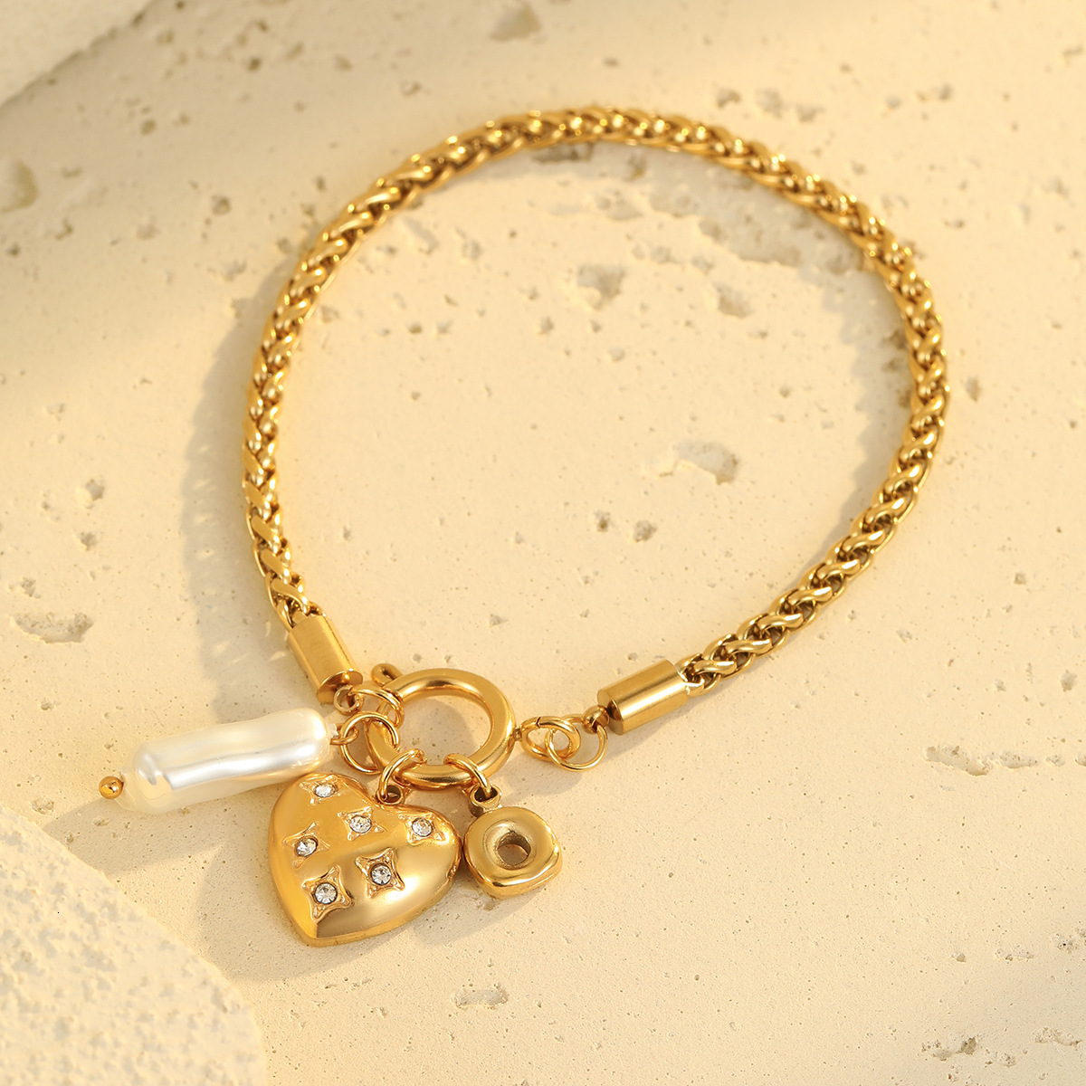 New Inlaid Dia Heart Pendant Necklace Light Niche High-end Stainless Steel Bracelet for Women - view 5