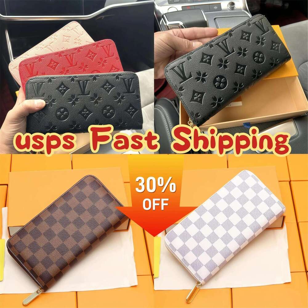 10A Top Designer Fashion women wallet Genuine Leather wallet single zipper wallets lady ladies long classical purse with box card 60017 With Box and dustbag