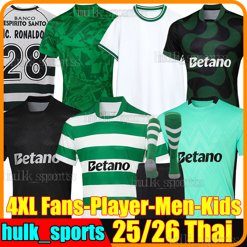 4XL Sporting CP 25/26 Lisbons 3rd soccer jerseys Lisboa CR7 SUAREZ TRINCAO GENY PEDRO G. QUENDA GENY BRAGANCA MORITA football shirts retro 2001 03 men kids kits socks set