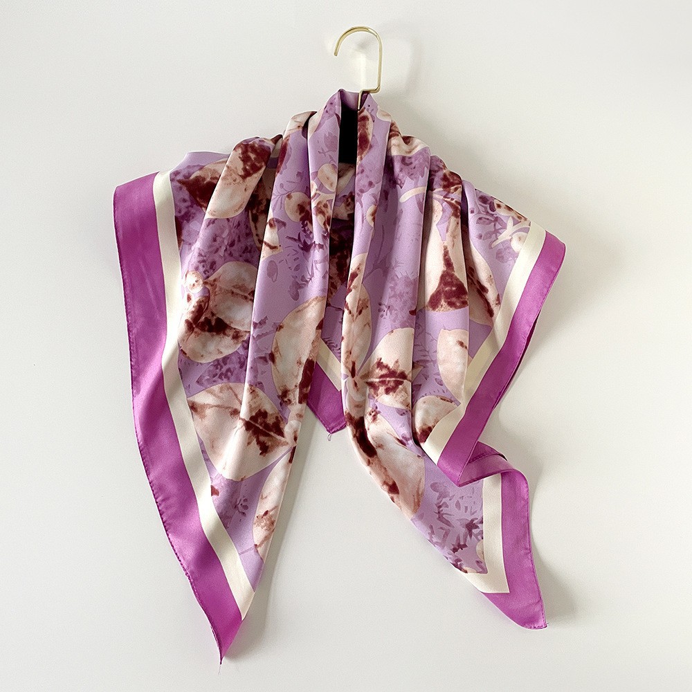 K1772 European and American striped silk scarf, versatile, light luxury sunscreen shawl, neck scarf