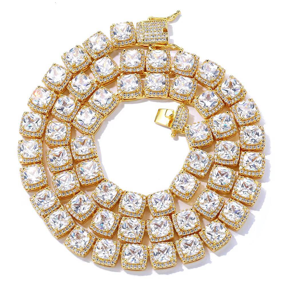 Wholesale 10mm Iced Out CZ Diamond Necklace Men Punk Style Chunky Zircon Cluster Tennis Chain Necklace Hip Hop Jewelry