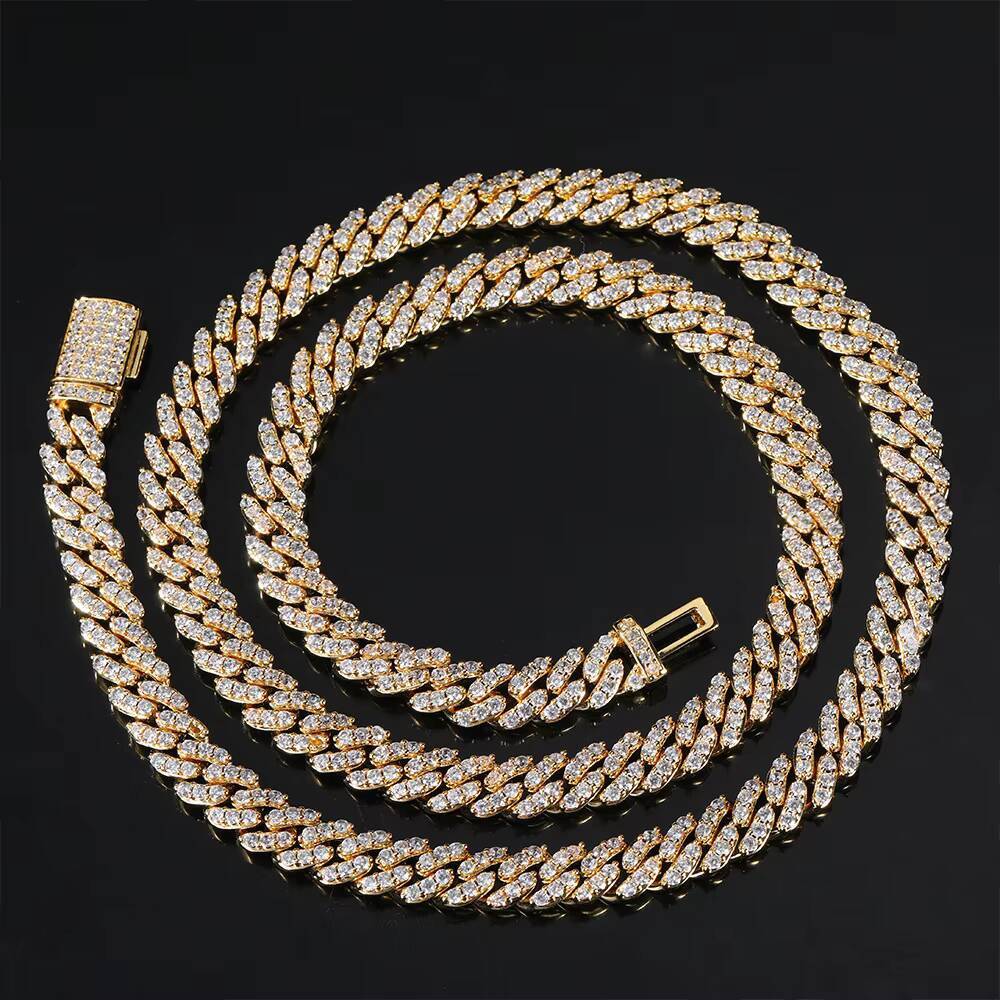 8mm Hip Hop Necklace Jewelry Bling CZ Diamond Paved Lock Box Clasp Cuban Link Chain Necklace