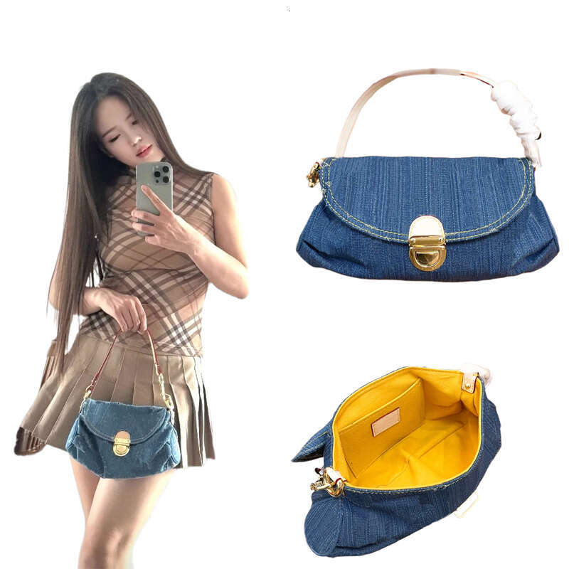 Designer Denim Series Vintage Underarm Bag Women Classic Handbags Tote Original Material Shoulder Crossbody Bag