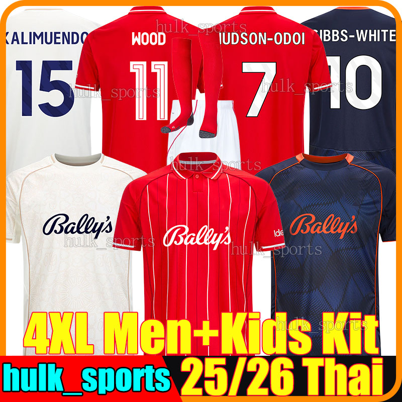 4XL 2025/26 NottinghamS Forest WOOD Soccer Jerseys NDOYE HUDSON-ODOI I.JESUS KALIMUENDO JOTA AWONIYI AWONIYI GIBBS-WHITE ANDERSON Men Kids Kits sets football shirts