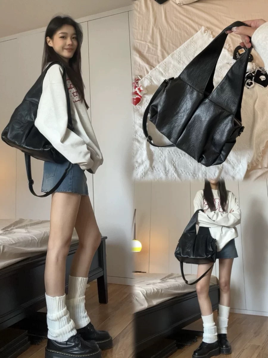 Autumn atmosphere New Retro Oil Wax Leather Light Luxury Versatile Elegant Large Capacity Underarm Bag Tongqin Crossbody Bag Designer Shoulder Bag