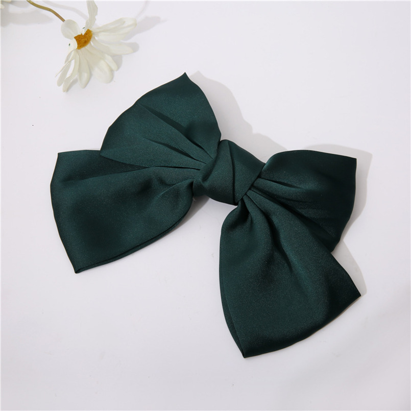 Korean INS Solid Color Satin Chiffon Big Bow Spring Internet Celebrity Trendy Accessories Women Side Clip Hair Ornament