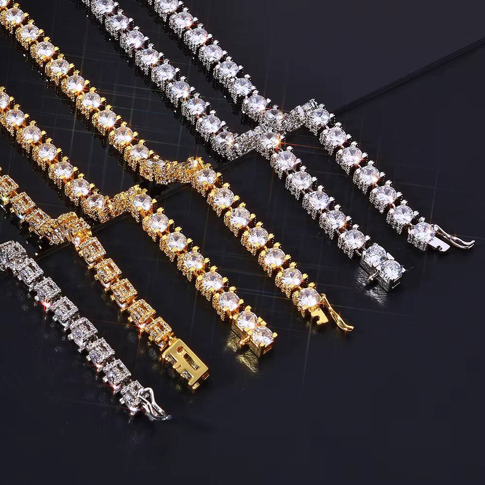 Eskeem Womens 6mm Tennis Chain Necklace Iced Out Cubic Zirconia Stones Bling Hip Hop Fine Jewelry