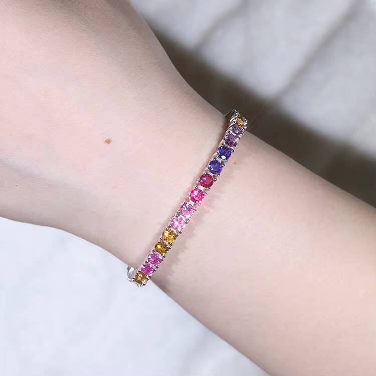 XingGuang Tennis Chain Fine Jewelry 3mm 4mm 5mm Width Ruby Necklace 925 Solid Silver Ruby Red Corundum Tennis ChainBracelet