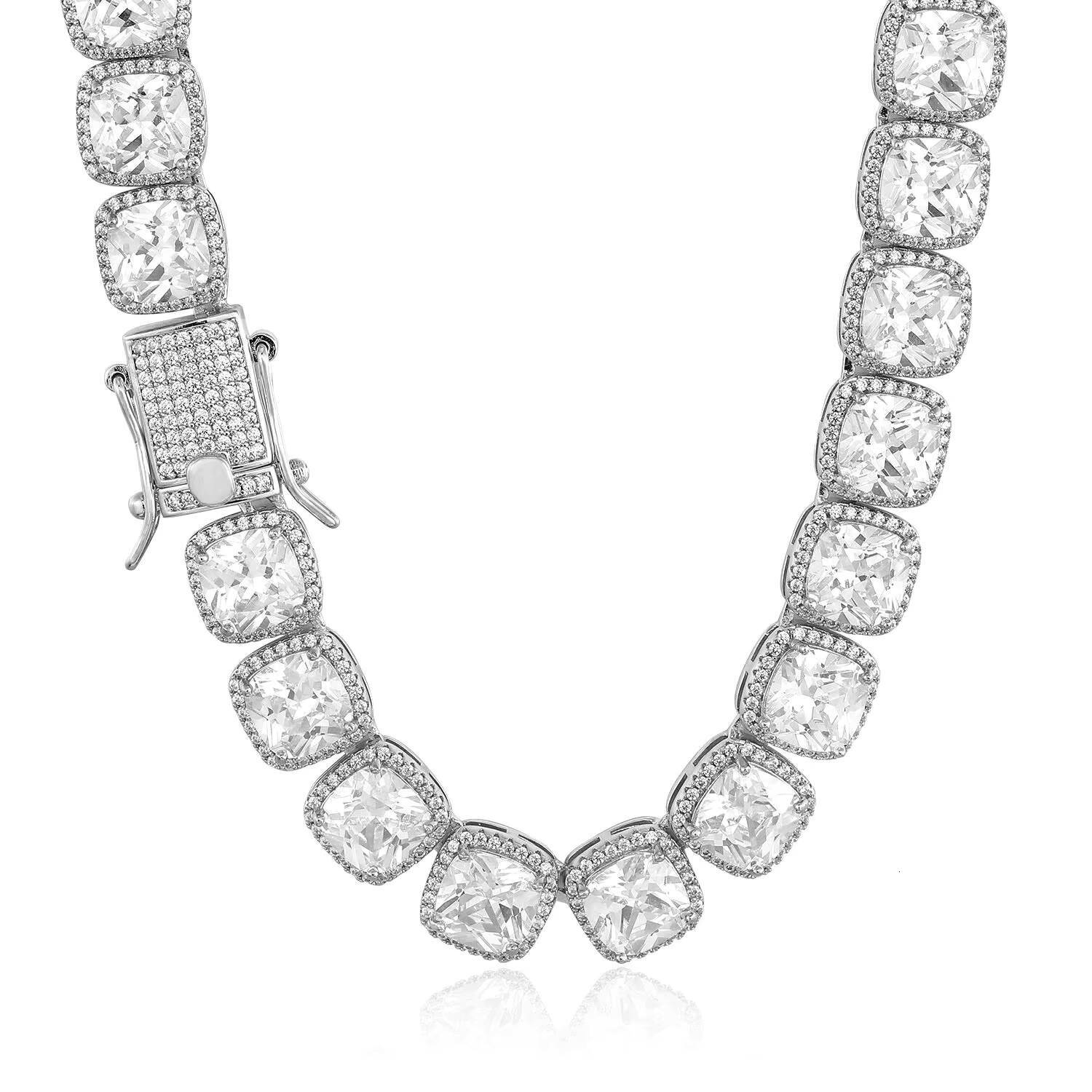 Wholesale 10mm Iced Out CZ Diamond Necklace Men Punk Style Chunky Zircon Cluster Tennis Chain Necklace Hip Hop Jewelry