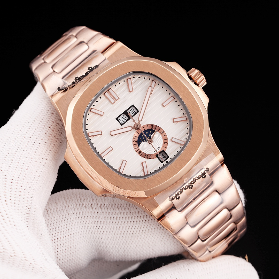 Brand New Men Aquanaut nautilussity 5726 Series wristwatches Men's Automatic Mechanical watches women Luxury Watch Brown Dial Rose Gold Stainless Steel Strap #404