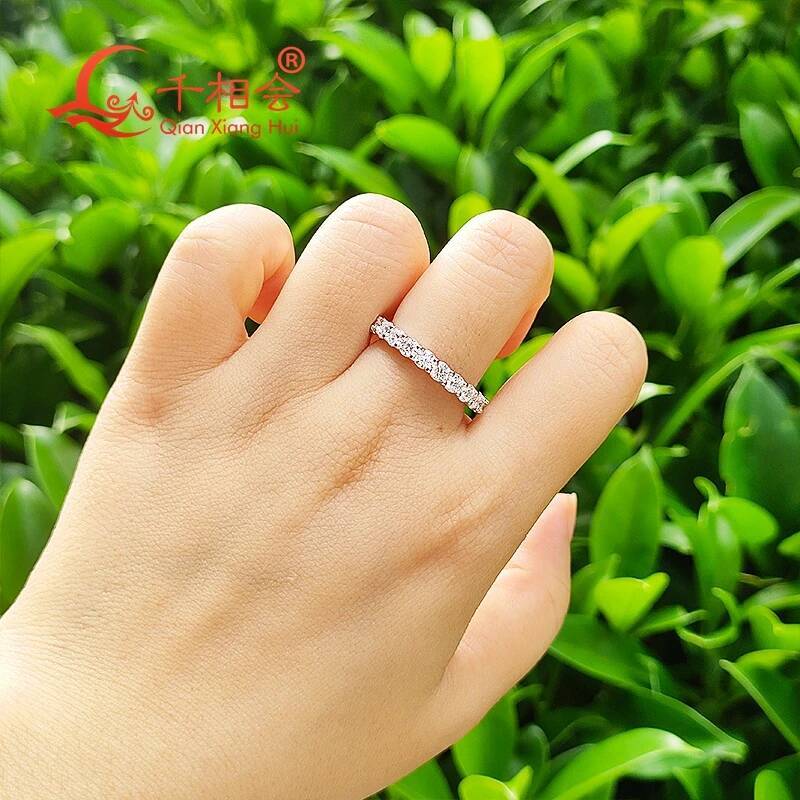 D VS HPHT lab grown diamond 01ct 3mm round full Eternity Band 925 Sterling Silver Jewelry man women Engagement gift dating