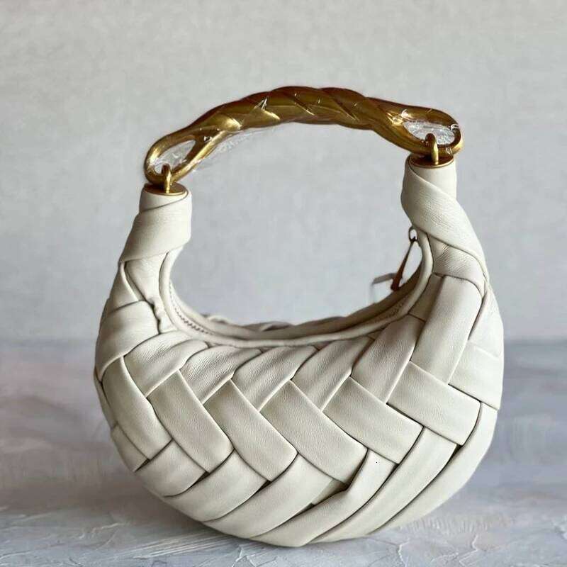 Classic Half Moon Bags For Women Designer Handbag And Purse 2025 New In PU Metal Top Handle Cross Braided Wrist Shoulder