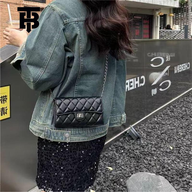 TB BHULAMTE Designer Luxury Chanel Style Coin Purse Versatile Mini Square Bag High-end Black Bag Single Shoulder Crossbody Quilted Chain Bag Free Ship