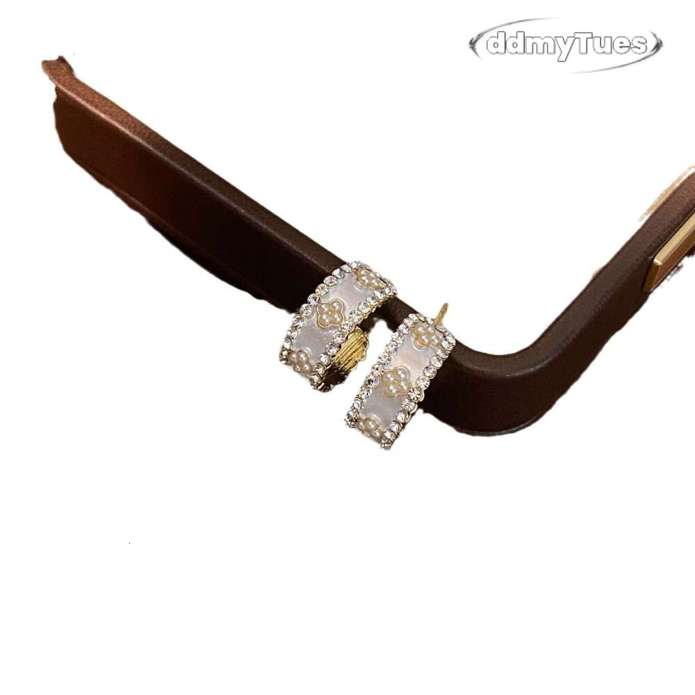 C-Shaped Pearl Earrings - Gold Plated Geometric Hoops with Zirconia Accents | Korean Fashion Minimalist Ear Jewelry for Women ddmythur