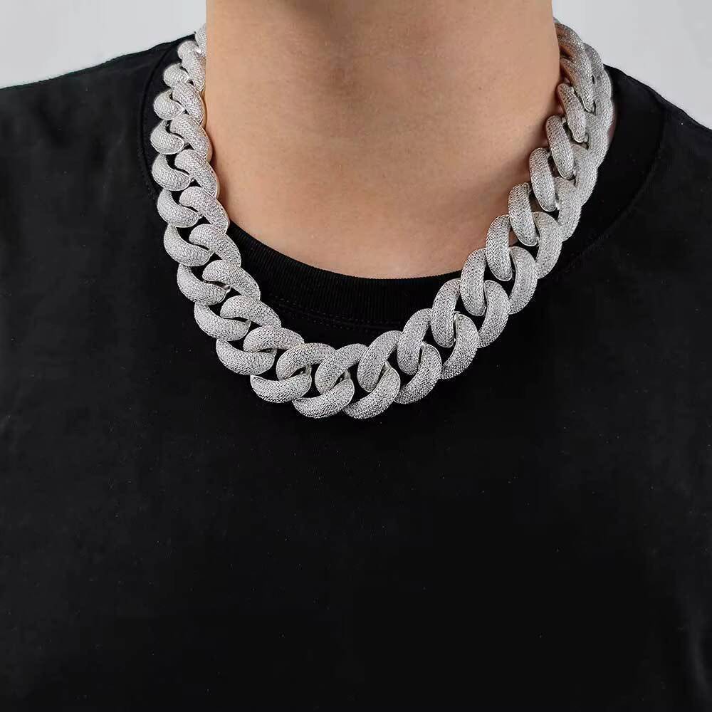 Hip Hop Mens 15mm Mens Chunky Cuban Necklace Fully Iced Out Bling CZ Diamond Bubble Cuban Link Chain