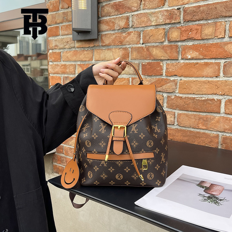 TB BHULAMTE Designer Retro Backpack, Large-capacity Color-blocking Backpack, European And American Fashion, High Appearance Level Printed Women's