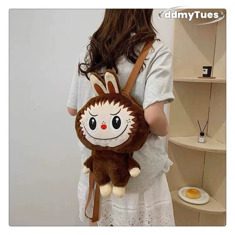 Labubu zimomo Cute Cartoon Plush Doll Backpack New Student Crossbody Bags The Monsters Outdoor Travel Bag Toy ddmythur