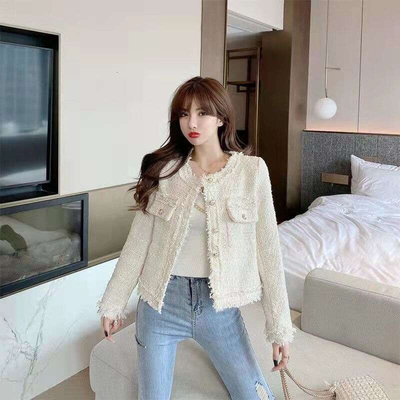 Elegant Socialite Little Chanel Style Tweed Short 2024 Women's Autumn Winter Korean Version Casual Versatile Jacket Top Trendy