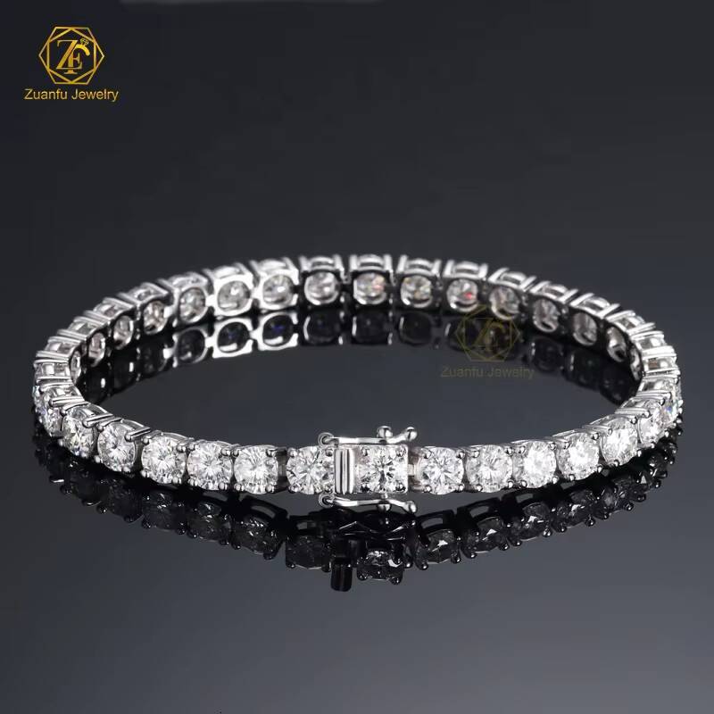 18K White Gold Plated Moissanite Tennis Chains 2mm 3mm 4mm 5mm 65mm Lab Grown 925 Silver Moissanite Charm Bracelet