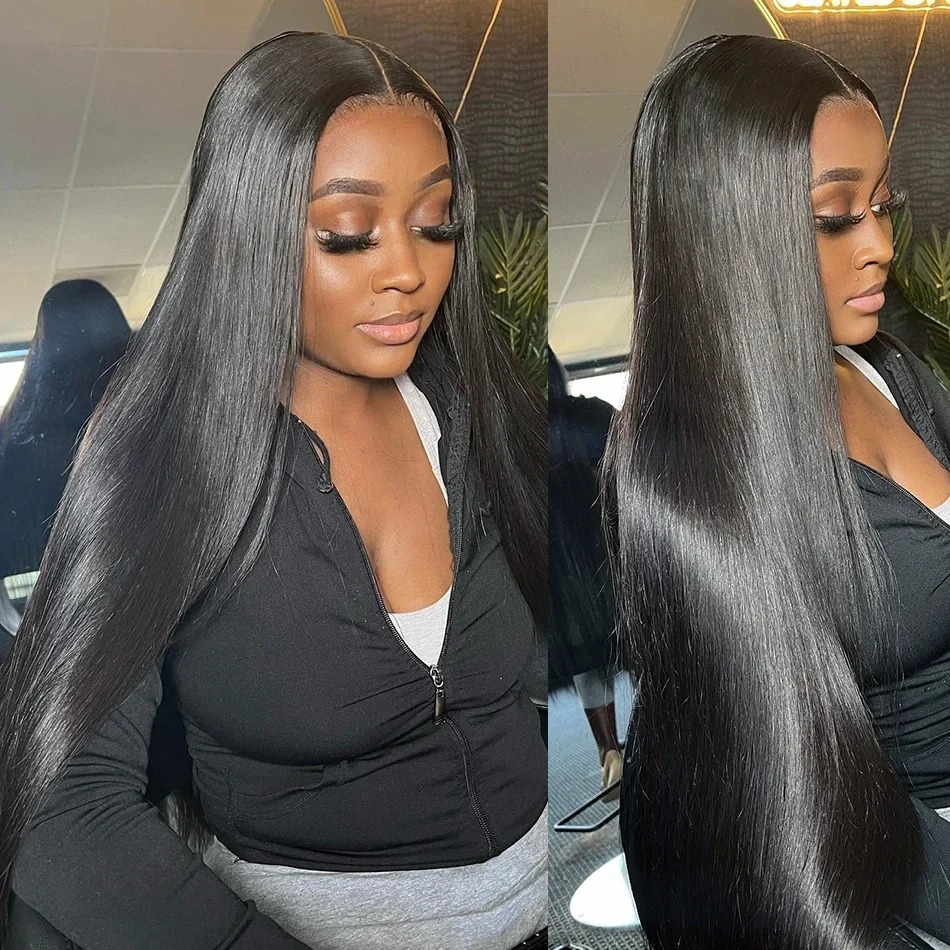 200% Glueless Wigs Ready To Wear Preplucked Hairline Black Bone Straight Wig Human Hair High Density Pre Cut 13x6 Hd Lace Closure Wigs For Women