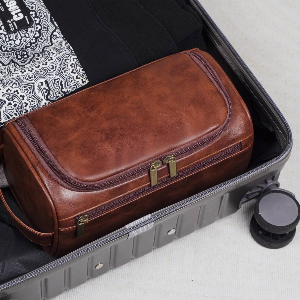 Leather Toiletry Bag for Men Women Dopp Kit Mens Hanging Toiletry Bag Travel Toiletry Bag for Traveling Large Cosmetic Bag for T i250901